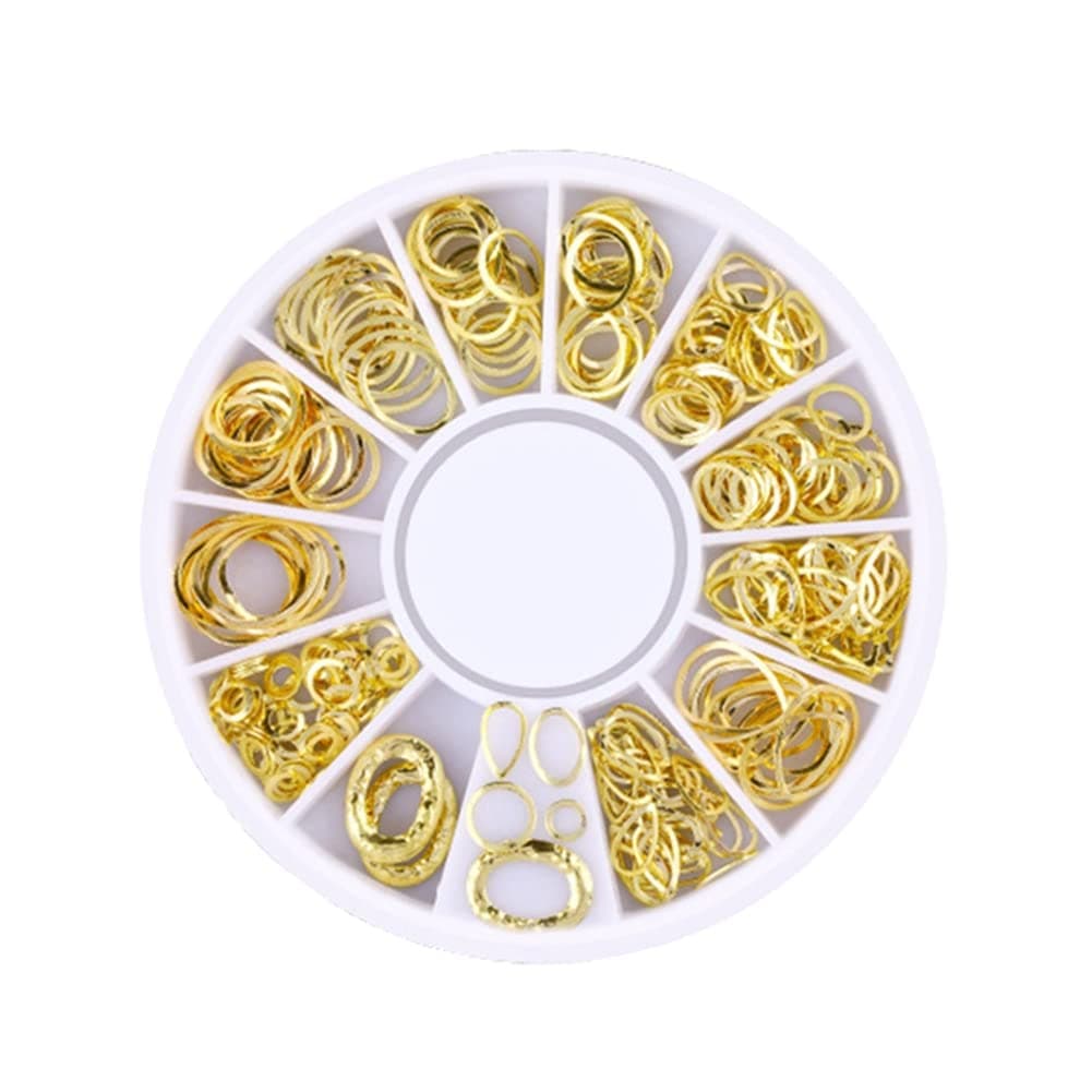 1 Box Mixed Gold Nail Charms Set Gold Nail Studs Gems Sparkling Rhinestones Metal Rivets Charms Hollow Moon Star Hearts Shaped Artificial Pearls DIY 3D Nail Art Decoration Rhinestones And Charms 14#