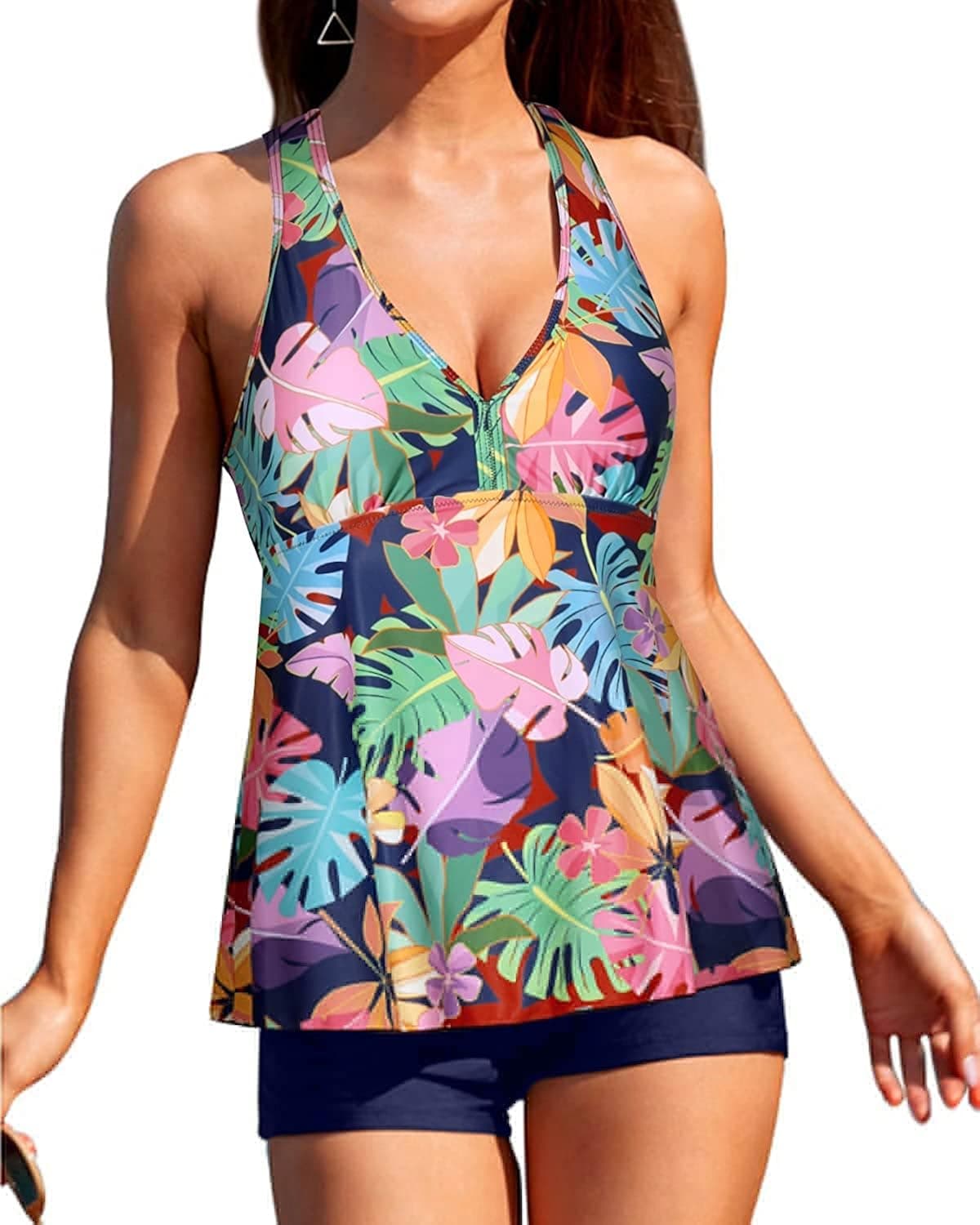 Tempt Me Women Two Piece Racerback Tankini with Boyshorts