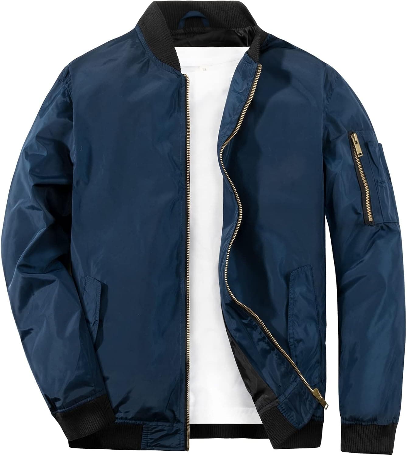 Mywu Mens Bomber Jacket Slim Fit Casual Windproof Lightweight Jackets