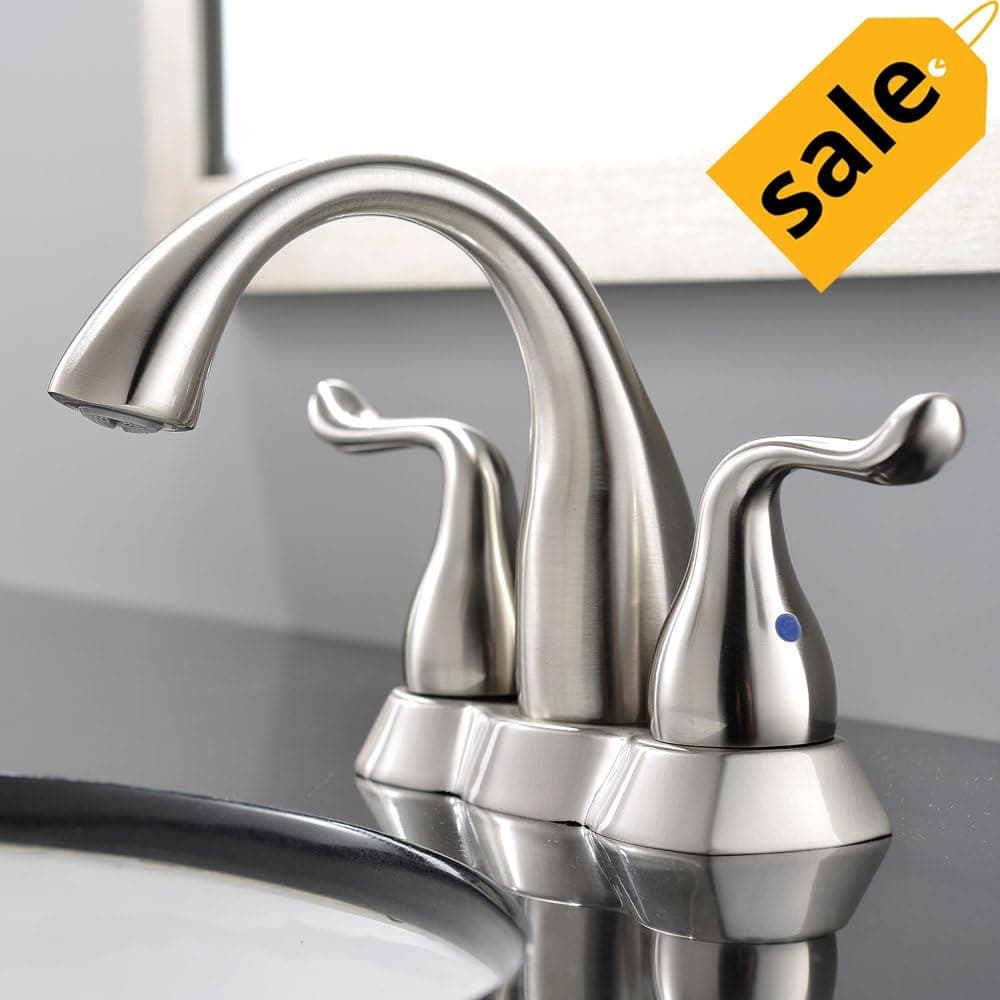 Modern Brushed Nickel Stainless Steel Centerset Lavatory 2 Handle Bathroom Faucet,Brushed Nickel Bathroom Faucets