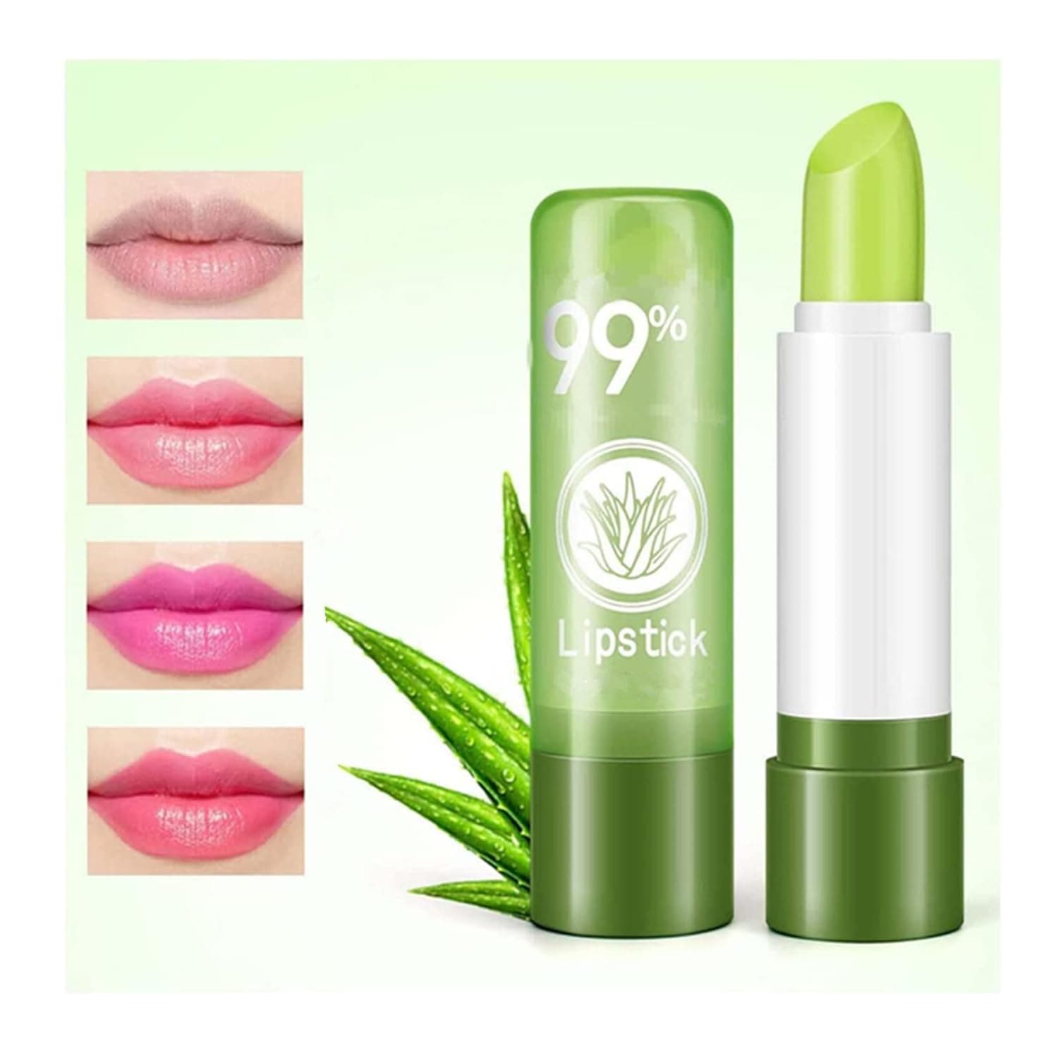 Gokame Aloe Vera Color Changing Lipstick, Magic Temperature Color Change Lipstick Lip Blam, Aloe Vera Lipstick, Moisturizing Long Lasting and Waterproof Lip Gloss Lip Tint (2pcs)