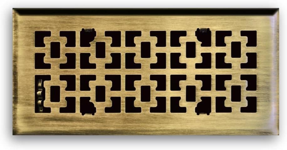 Truaire C166-VAB 04X12(Duct Opening Measurements) Decorative Floor Grille 4-Inch by 12-Inch Vintage Victorian Floor Diffuser, Antique Brass Finish