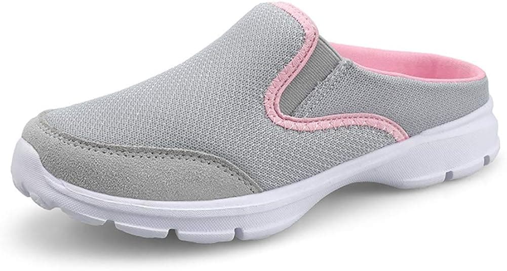 MizHome Women's Backless Walking Sneakers Summer Slip-on Mule Shoes Closed Toe Slippers