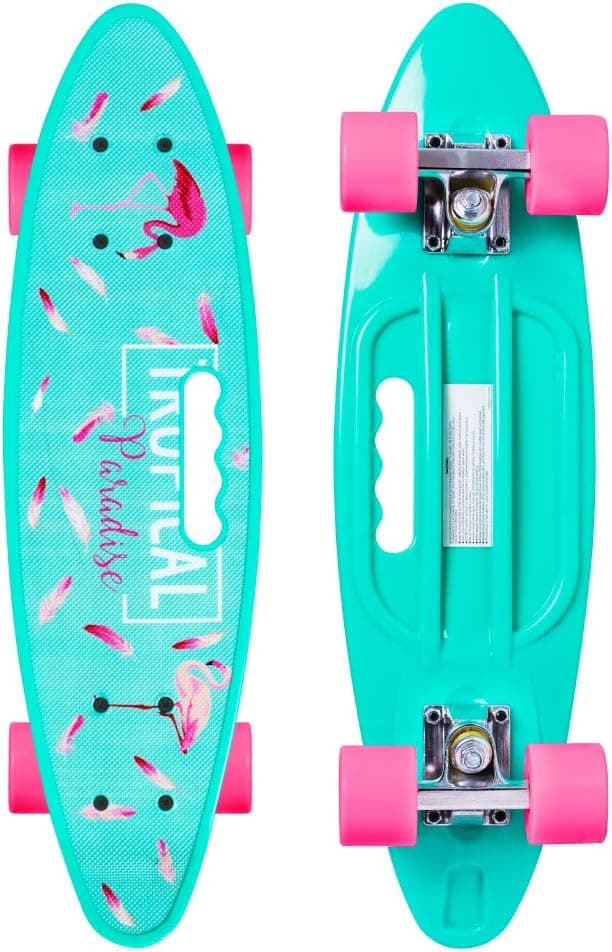 Merkapa Complete 22 inch Fishtail Cruiser Skateboard for Youth, Beginners (Mint Green)