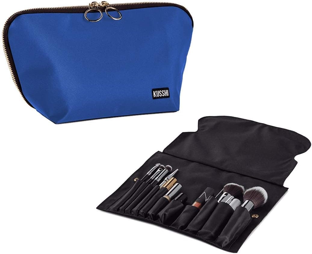 KUSSHI Washable Makeup & Cosmetic Travel Bag with Brush Organizer