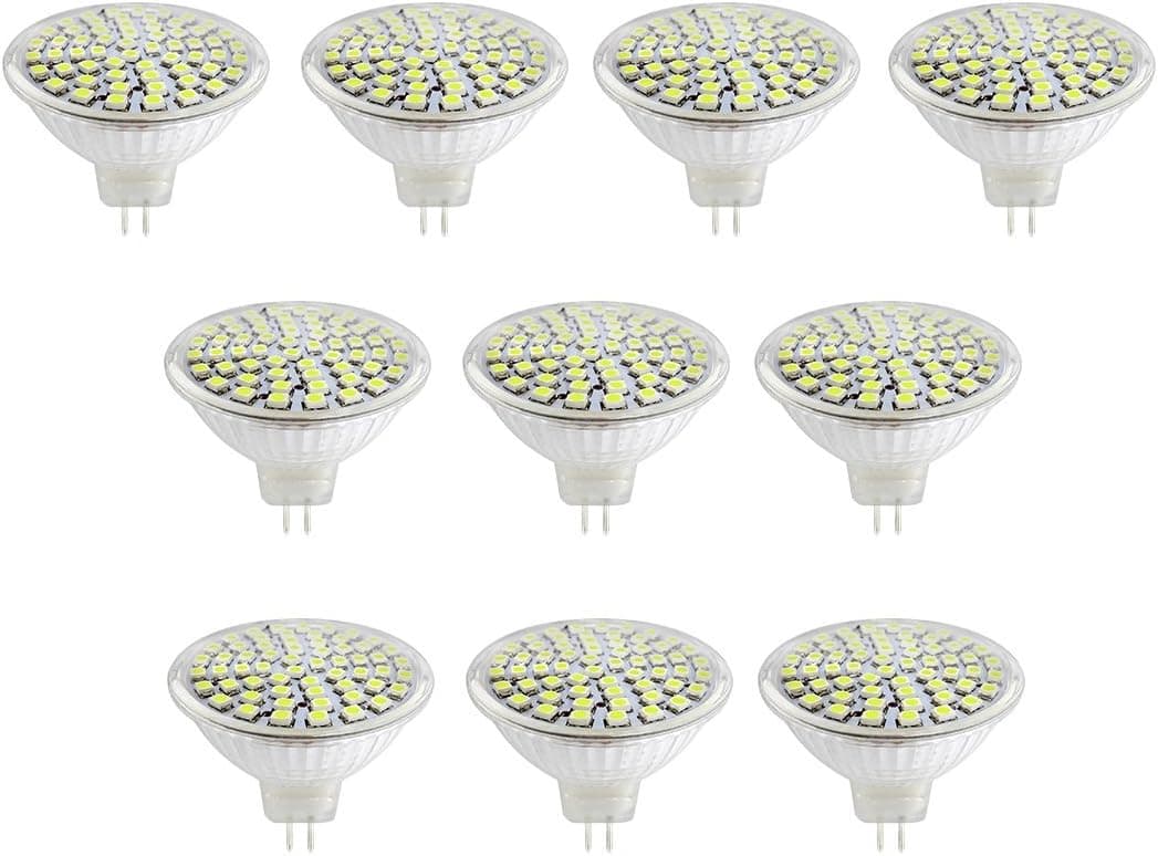 AC DC 12V 5W MR16 LED Bulb Daylight 40Watt Halogen Bulbs Equivalent MR16 LED Spotlight GU5.3 Base 400 Lumen 6500K 180 Degree Beam Angle for Landscape, Accent, Recessed, Track Lighting (10 Packs)