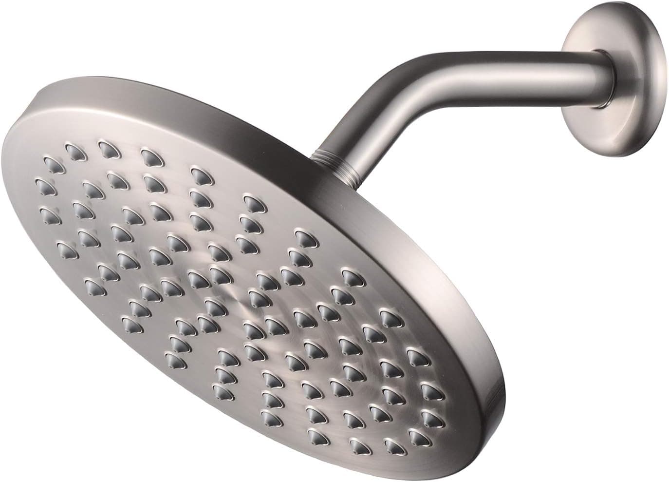 Classical Round Rain Shower Head with 8-inch Rainfall Face, Stainless Steel Back, Brass Swivel Joint, Full Brushed Nickel Finish