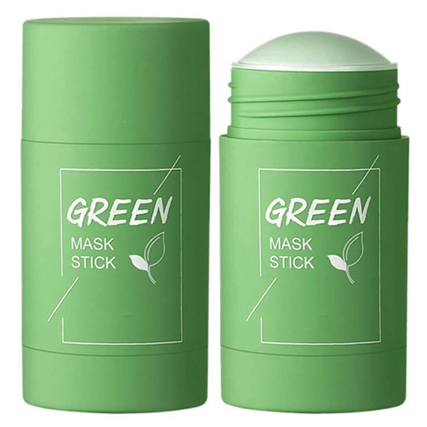 QKKWSS Green Tea Mask Stick, 2 Pack Green Tea Cleansing Mask Stick, Green Mask Stick for Face Moisturizes Oil Control, Deep Clean Pore, Improves Skin,Blackhead Remover, for All Skin Types Men Women