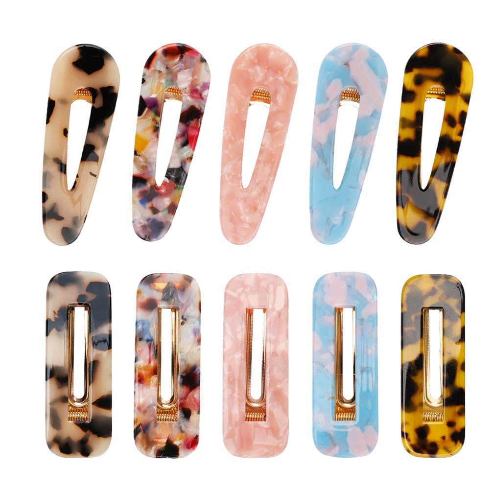 Ahoney Hair Clips Set,10 Pcs Acrylic Resin Alligator Clips Leopard Print Hair Barrettes for Women and Ladies Hair Pins for Women Hair Accessoies