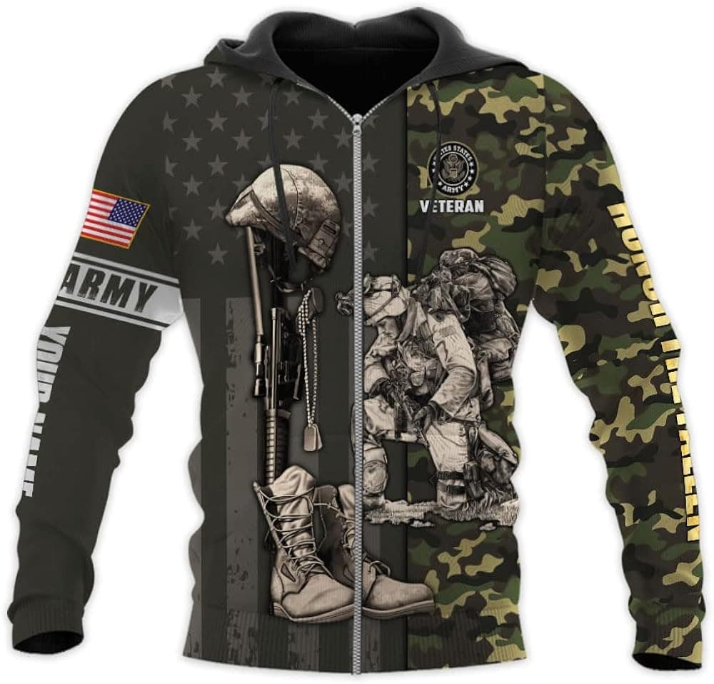 Us Army Veteran Retired Hat Boot Honor The Fallen Camo Unisex Hoodie, T Shirt, Zip Up Hoodie, Sweatshirt For Men AD1126, Multicolor, 5X-Large