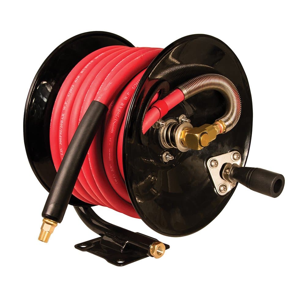 APACHE Hose & Belting 3/8 x 50 Rubber 300# AIR Hose ON Steel Hand Cran 99023955