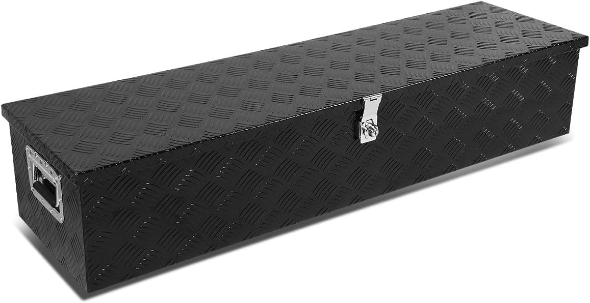 Auto Dynasty 49 x 13 x 10 Inches Aluminum Pickup Truck Bed Trailer Key Lock Storage Tool Box (Black)