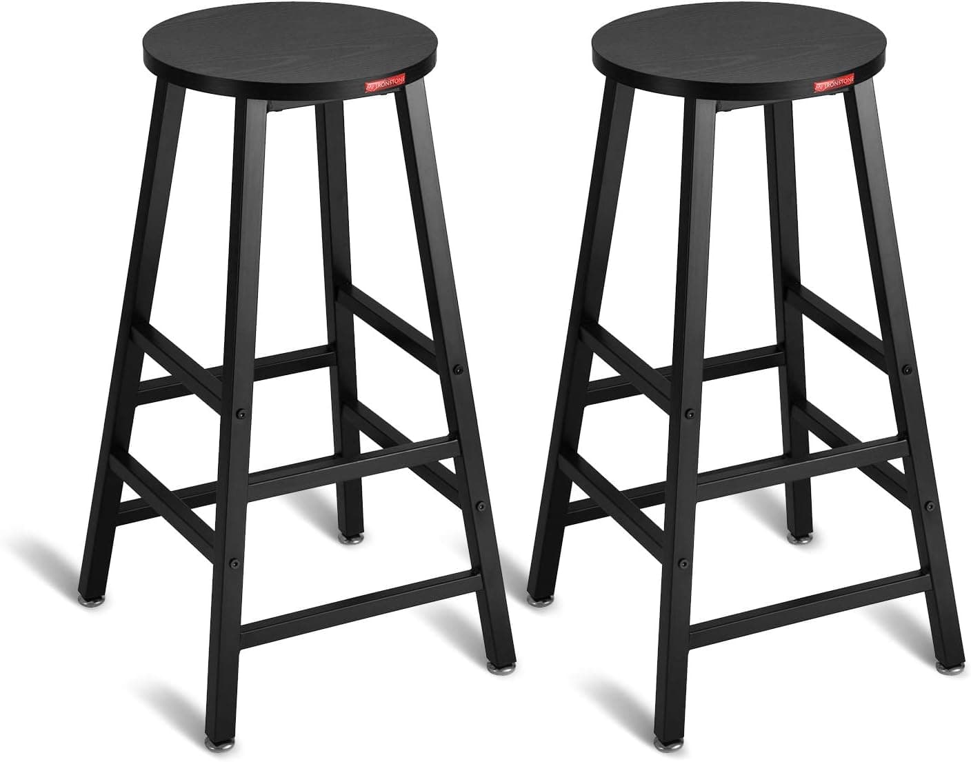 Mr IRONSTONE Pub Height Bar Stools Set of 2, 27.7" Pub Dining Height Stools Bistro Black Table Chairs (Indoor USE ONLY)