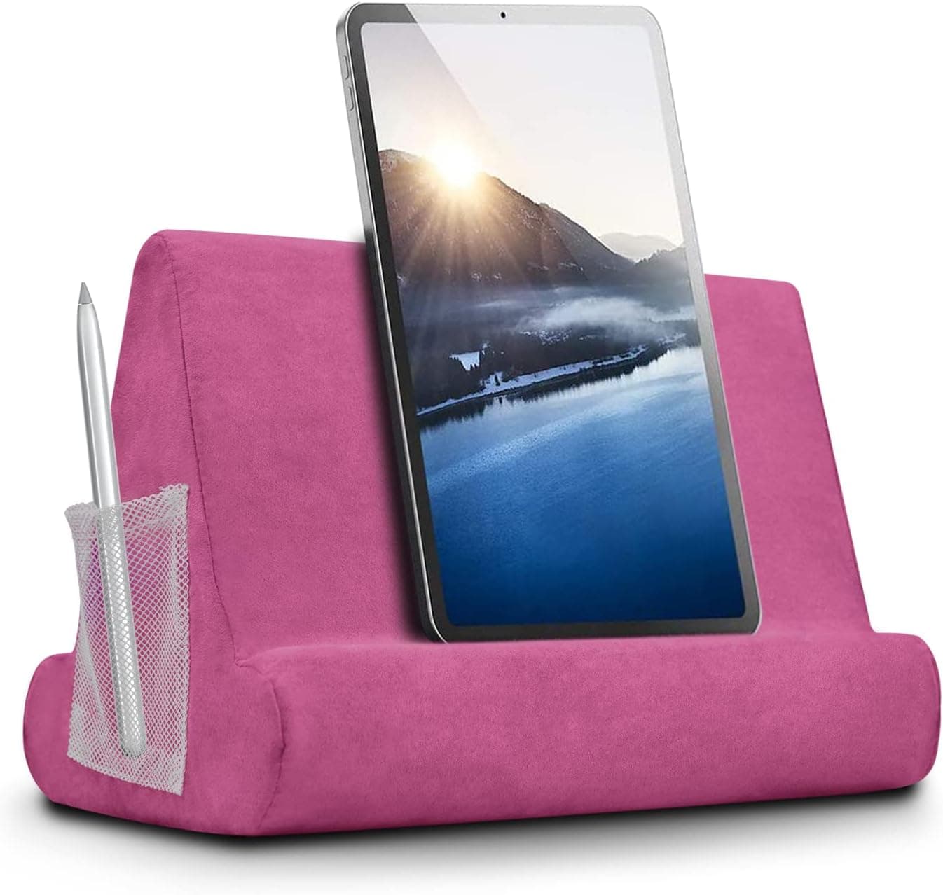 Macl Tablet Stand Pillow, Multi-Angle Pad Stand for Desk, Phone Holder for Desk, Soft Book Holders for Hands Free, Tablet Stands and Holders with Pocket for Lap, Kindle, Smartphones, Magazine