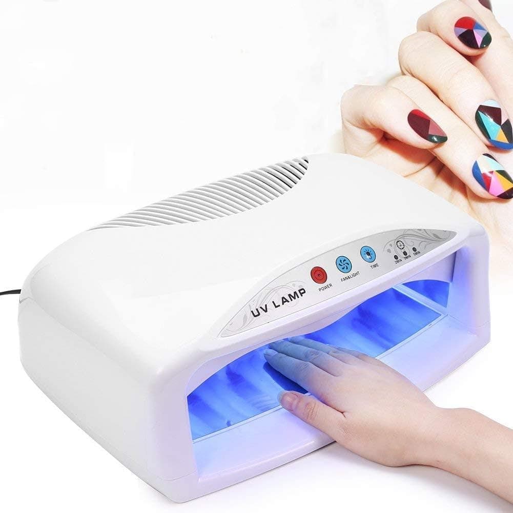 54W UV Nail Dryer Lamp Quick Drying Nail Gel Polish Dryer UV Light with Fan & Timer Setting US 110V