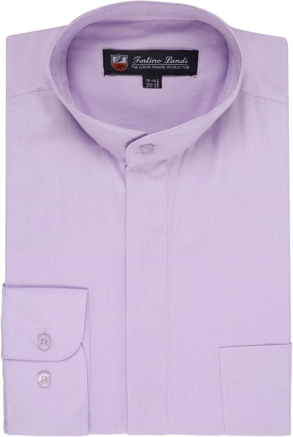 FORTINO LANDI Men's Long-sleeve Banded Collar Shirt - Many Colors Available