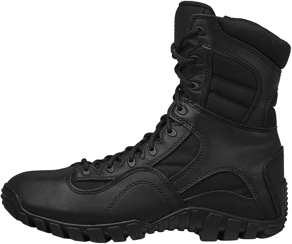 Tactical Research Khyber TR960Z 8" Lightweight Breathable Side-Zip Black Cattlehide Leather Work and Tactical Boots for Men in Law Enforcement, EMS, and Security Personnel
