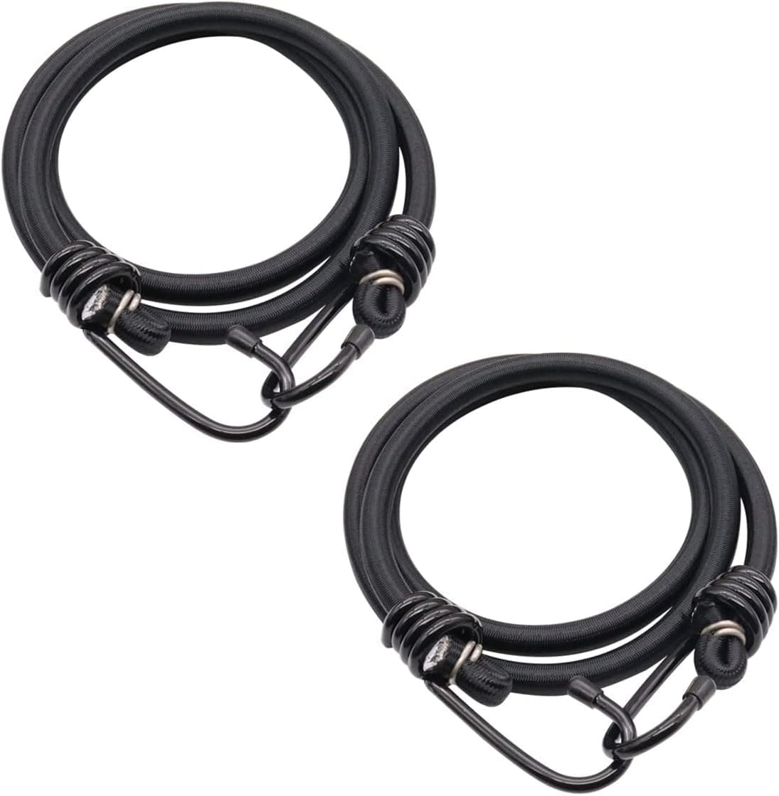 Dianrui 2PCS Black 16" Bungee Cords with Hooks(10mm),Heavy Duty Bungee Ropes Straps Fit for Bikes,Car,Caravan Etc K-017-16