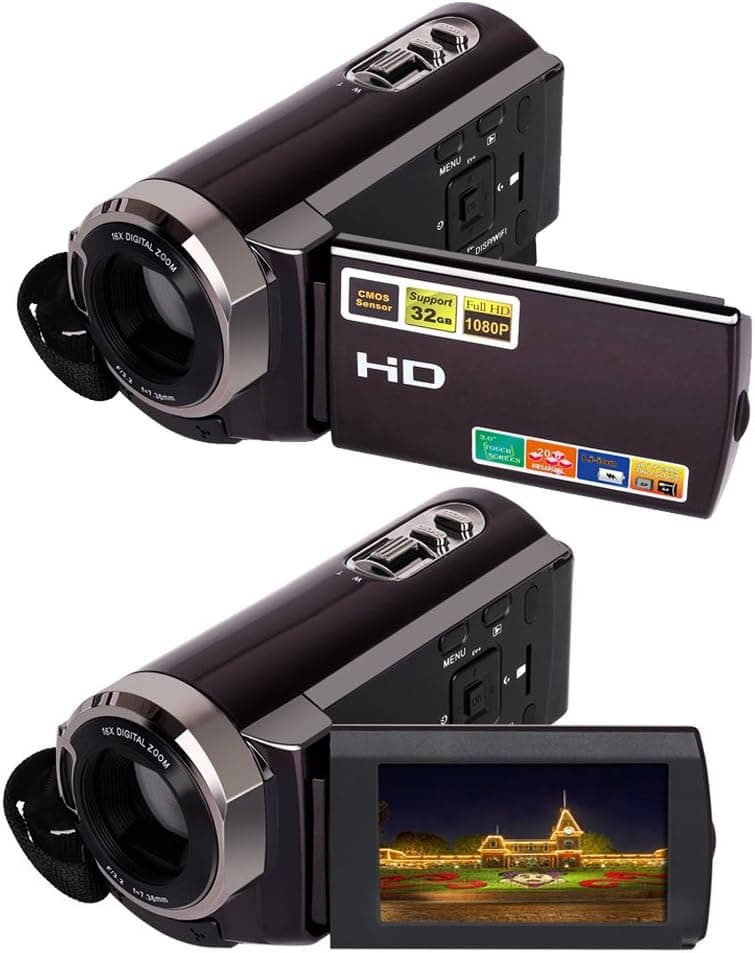 MARVUE Camcorder Full HD 1080p 20MP Digital Camera Portable Video Recorder 3 Inch Touch Screen Dual Memory Cards (M315) (HDV-M315)