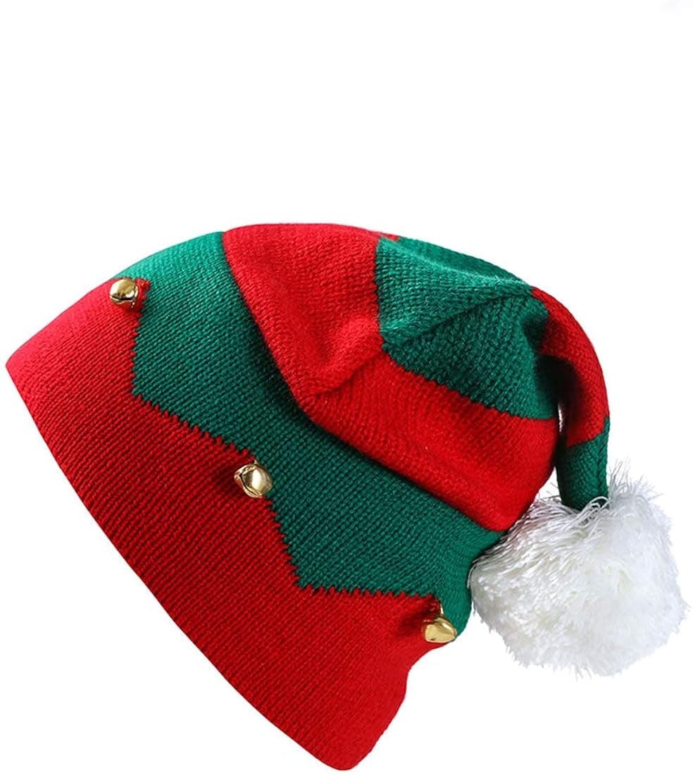 Dolkoic Christmas Elf Knitted Hat, Xmas Baby Beanie Knit Hat for Chrildrn 1 to 6 Years Old Red
