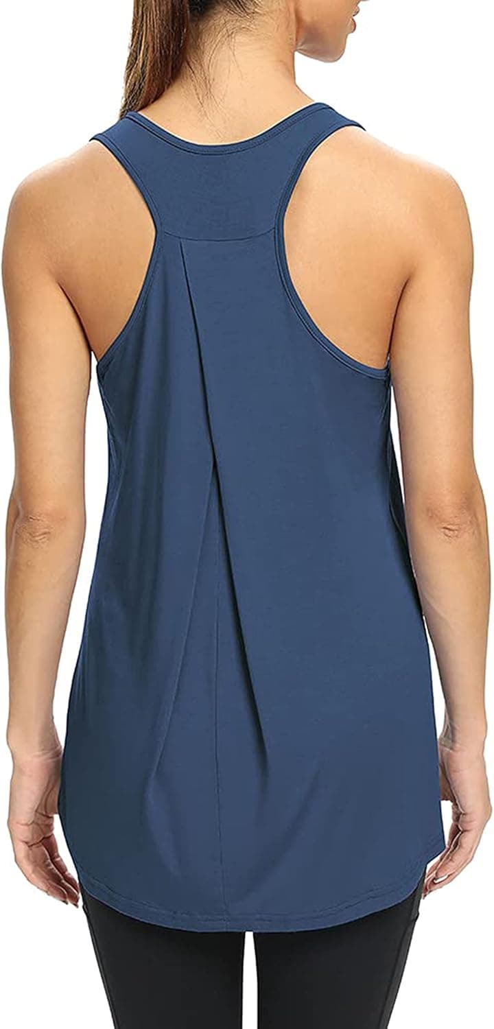 Bestisun Womens Workout Yoga Tops Long Tank Tops Loose fit Racerback Tank Tops for Women