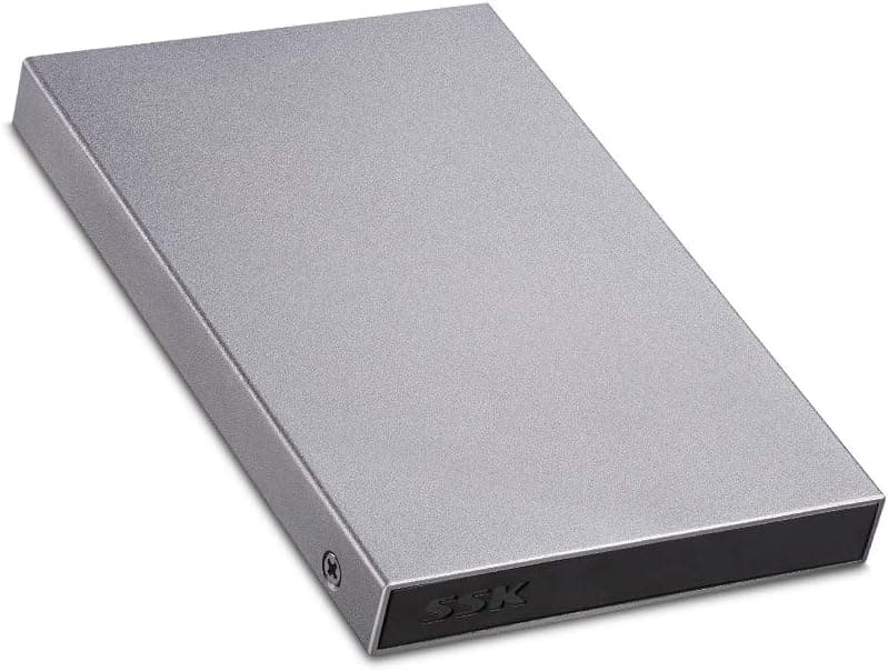 SSK Aluminum USB3.0 to SATA 2.5” External Hard Drive Enclosure Adapter, Ultra Slim Hard Disk Case housing for 2.5 Inch 9.5mm 7mm SATA HDD and SSD, UASP SATA III Supported