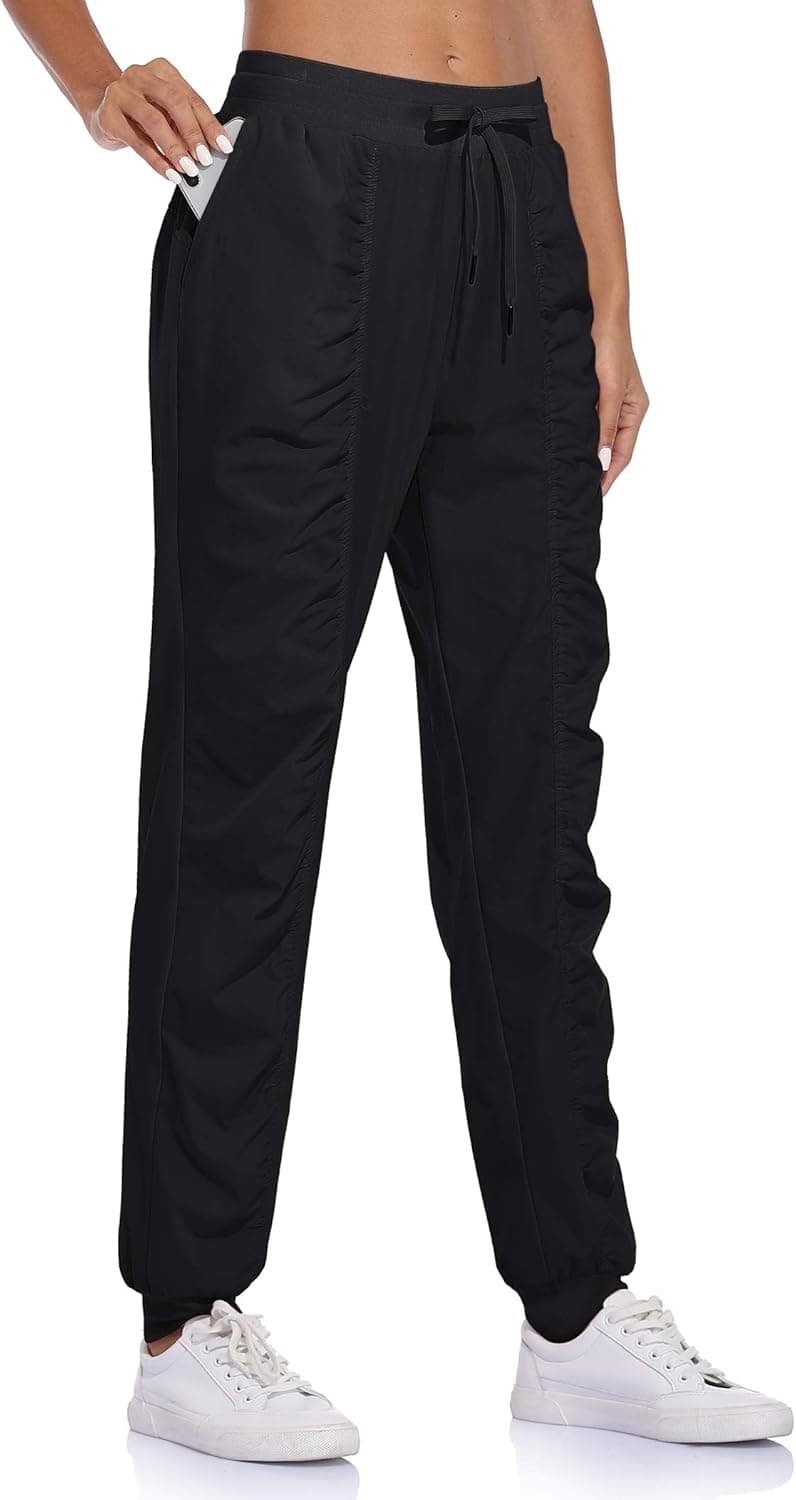BLEVONH Women UPF 50+ Hiking Pants Ruched Light Quick Dry Joggers Pant Pockets