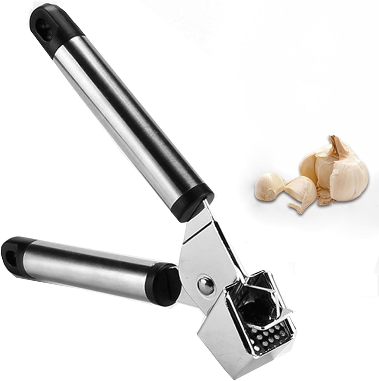 Garlic Press,Stainless Steel Professional Garlic Press, Crusher Complete Bundle, Stainless Steel Mincer