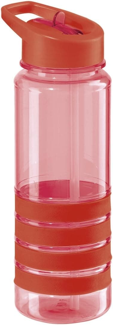Oggi Tritan 25-Ounce Sport Bottle with Flip Up Spout and Straw, Red