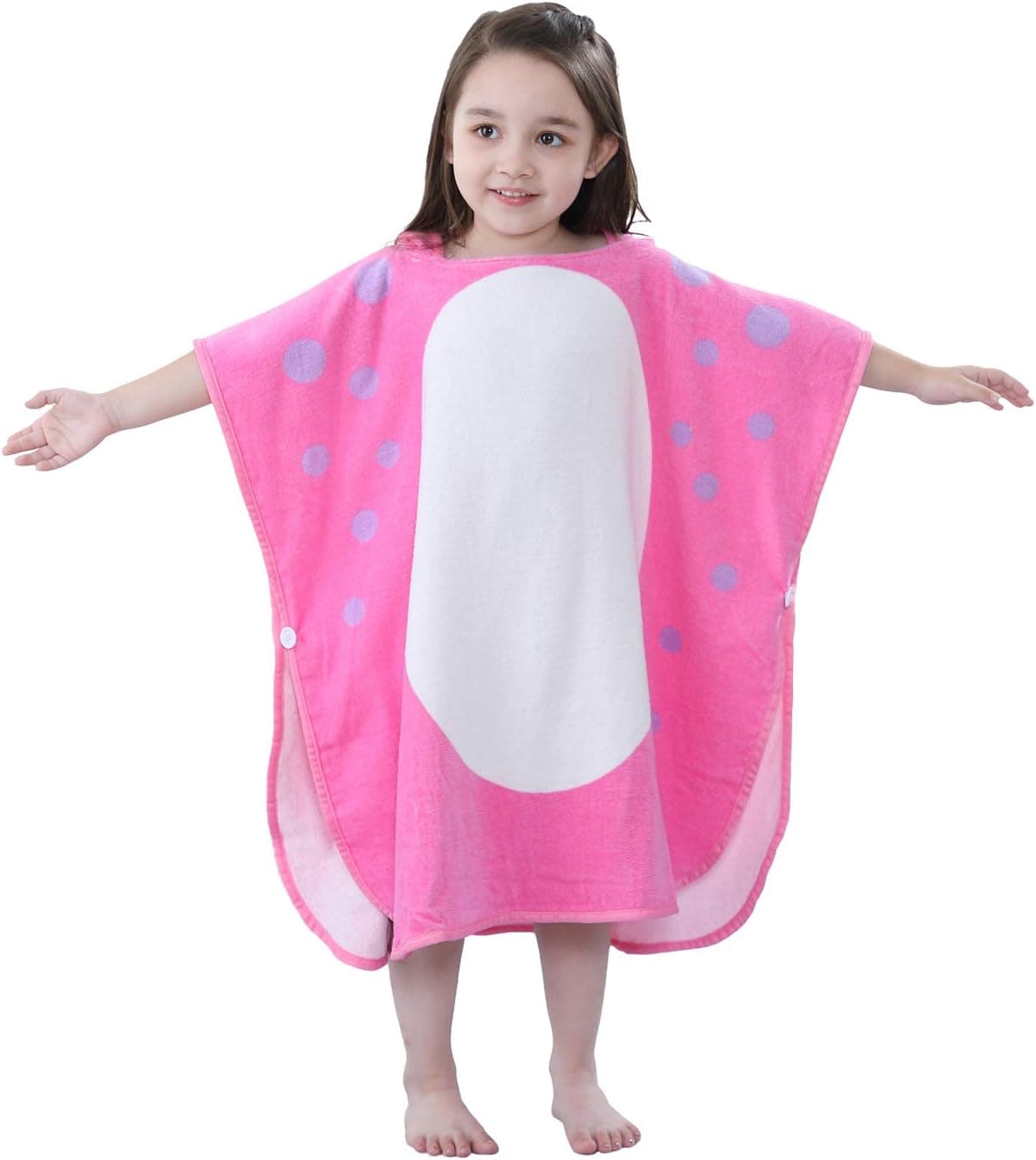 LOLANTA Baby Girls Hooded Bath Towels Dinosaur, Children's Beach Towel Pool Poncho SwimKids Terry Cloth Cover-Ups 100% Cotton (Pink#B, 1-3T)