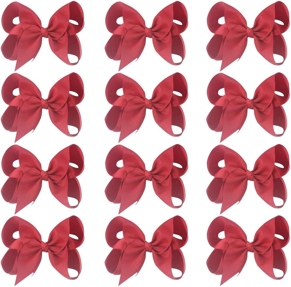 Sacarla 5" Hand-made Grosgrain Ribbon Hair Bow Alligator Clips Hair Accessories for 20 Colors Available