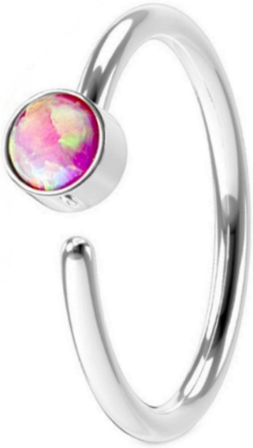 Annealed(Bendable) Synthetic Opal Steel Nose Ring Hoop (20G 5/16")