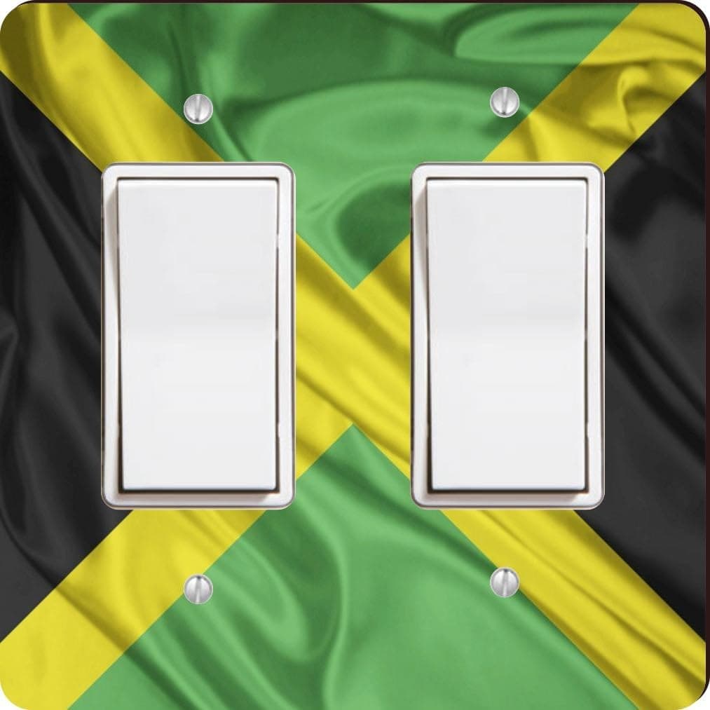 Rikki Knight RK-LSPROCKDBL-1708 Double Rocker Jamaica Flag Design Light Switch Plate