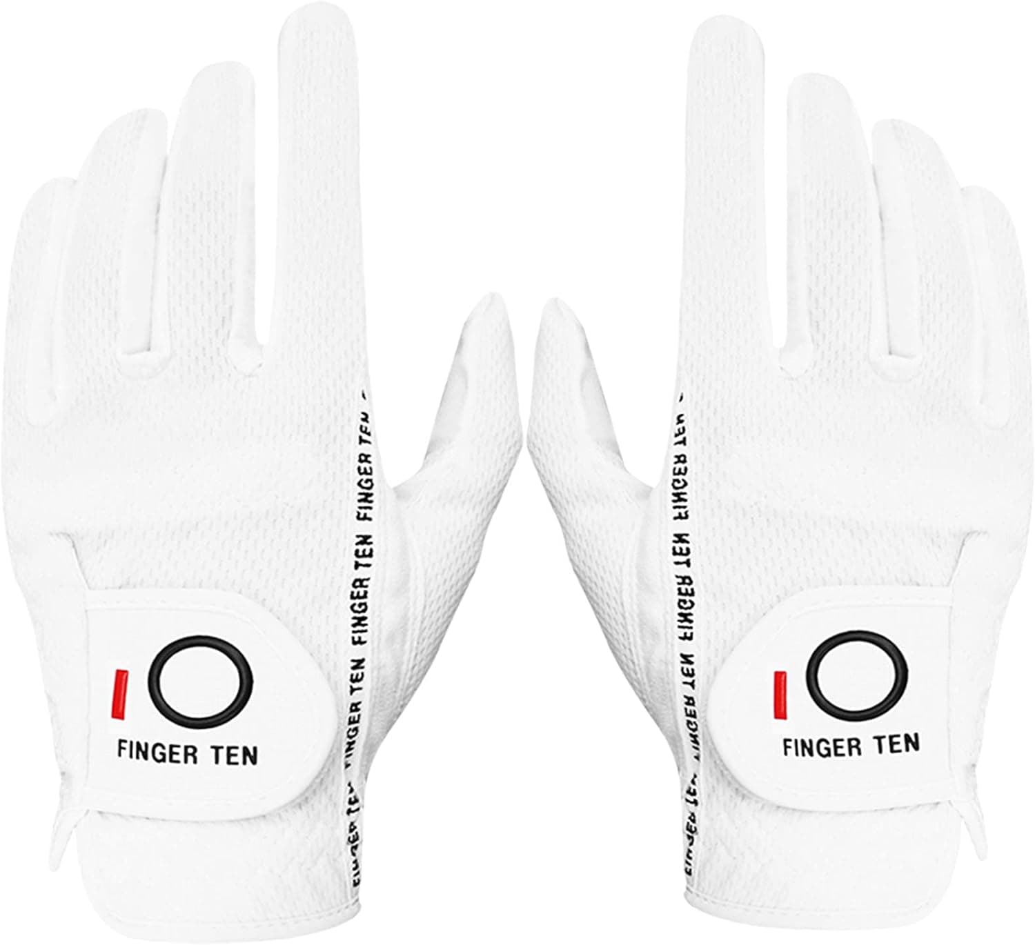 FINGER TEN Men's Golf Glove Rain Grip Pair Both Hand or 2 Pack Left Right Hand, Hot Wet Weather No Sweat, Black Gray Green, Fit Size Small Medium Large XL