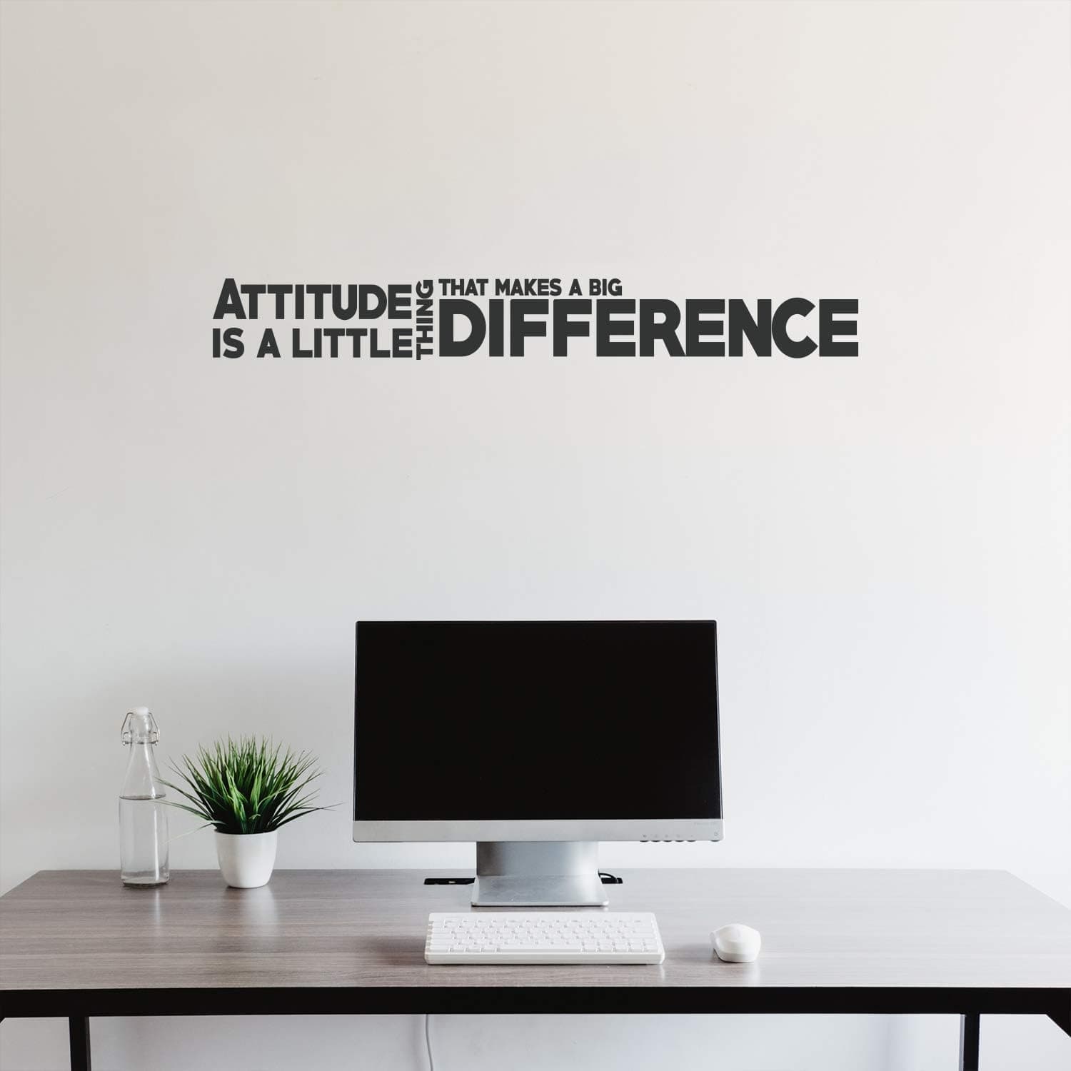 Inspirational Quotes Vinyl Wall Decal - Attitude is A Little Thing That Makes A Big Difference - 5" x 40" Home Office Workplace Motivational Art Decal Stickers