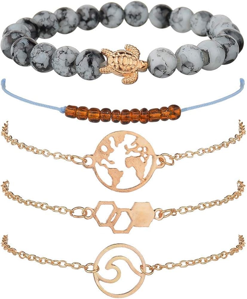 VONRU Boho Bracelet Set - Stackable Beaded Bracelets Set for Teen Girls Gift for Girlfriend Bohemian Bracelets stretch Charm Holiday Bracelet
