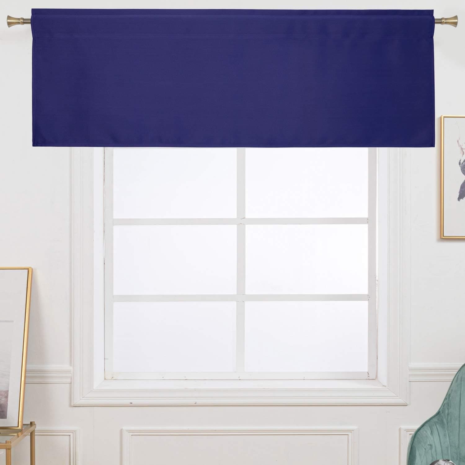 S DOLLCT Navy Blue Valances 15 Inch Length for Windows Blackout Thermal Insualted Rod Pocket Admiral Blue Valances for Kitchen Windows 52x15 Long 1 Panel
