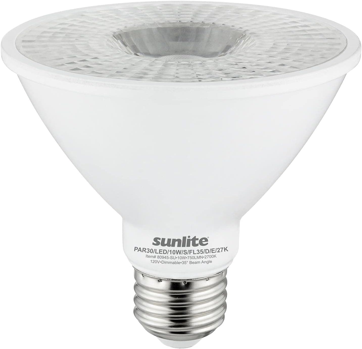Sunlite 80945-SU LED PAR30 Short Neck Flood Light Bulb, 10 Watt, (75W Equivalent), 750 Lumens, Medium Screw (E26) Base, Dimmable, ETL Listed, Energy Star, 2700K Warm White, 1 Count