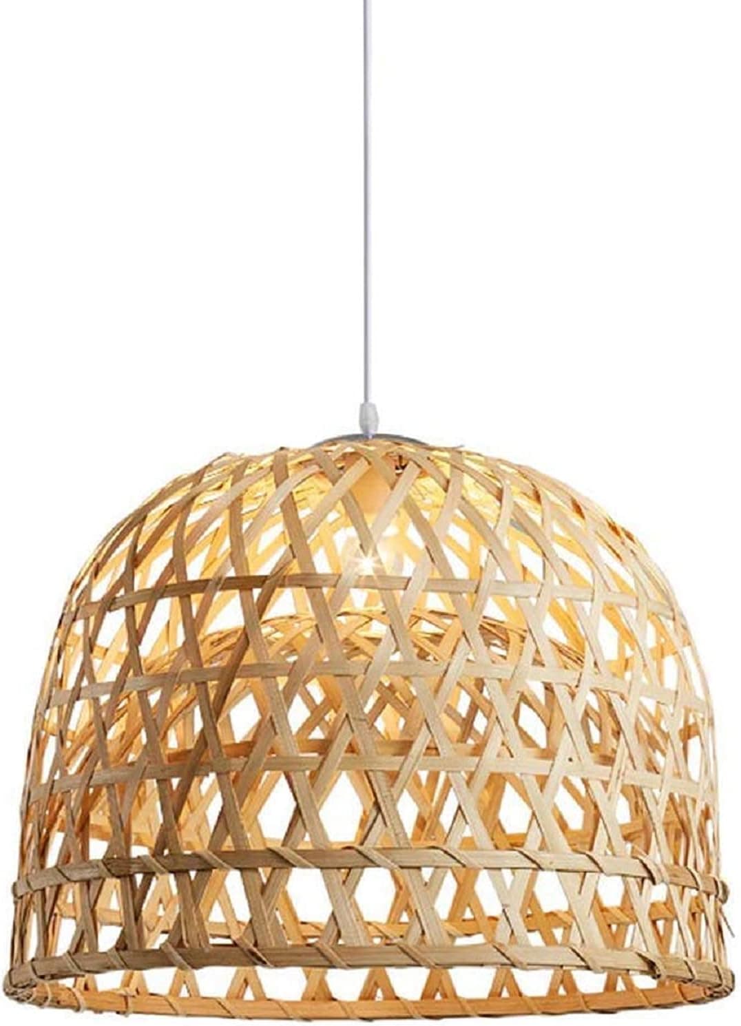 SkyTalent Woven Bamboo Pendant Light, Natural Simple Hand Weaved Pendant Light, Creative Farmhouse Hanging lamp Rattan Chandelier Pendant Light for Dining Room Bedroom