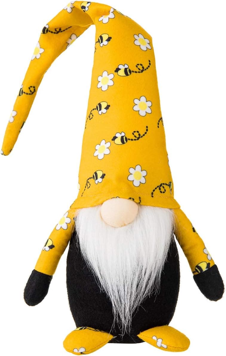 Funoasis Bumble Bee Gnomes Scandinavian World Bee Day Plush Tomte Nisse Handmade Swedish Honey Bee Elf Home Farmhouse Kitchen Decor Bee Shelf Tiered Tray Decorations (Yellow)
