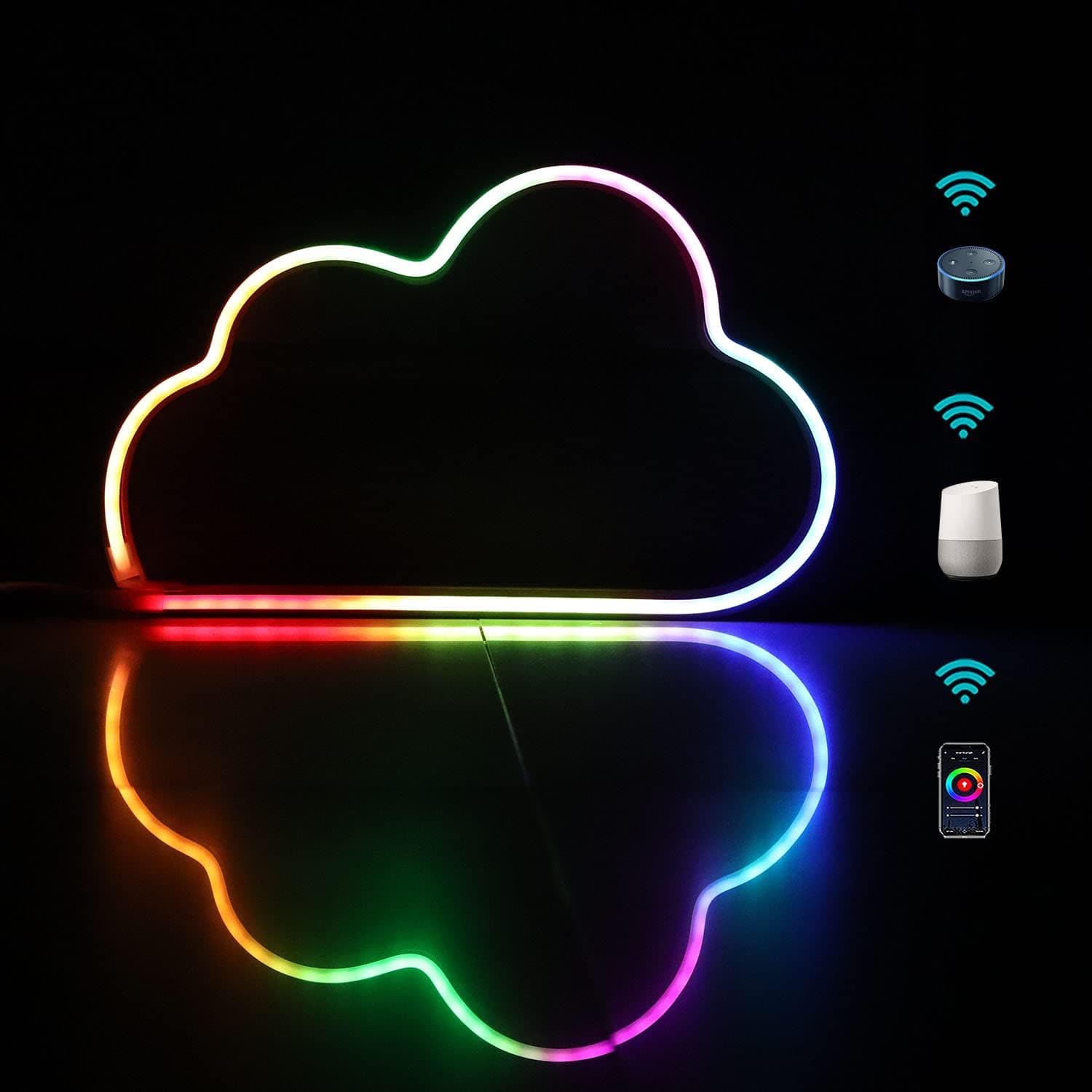 Smart Neon Light Cloud Night Light for Kids Girls Gifts|APP Control|RGBIC|Multicolor Changing|Music Sync|Wall Aesthetic Cute LED Décor Lamp Bedroom|Supports Google Assistant,Alex Ambiance Lighting