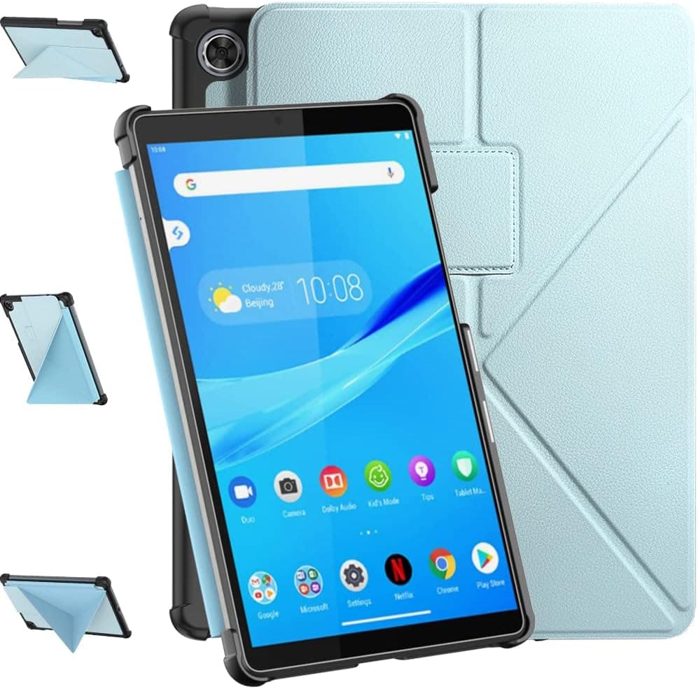 E NET-CASE Case for Leonvo Tab M8 HD (TB-8505X/8505F/8505FS/8705F/8505N), Vertical Standing Case with Auto Wake/Sleep Feature Origami Cover for Lenovo Tab M8 FHD Tablet (Sky Blue)