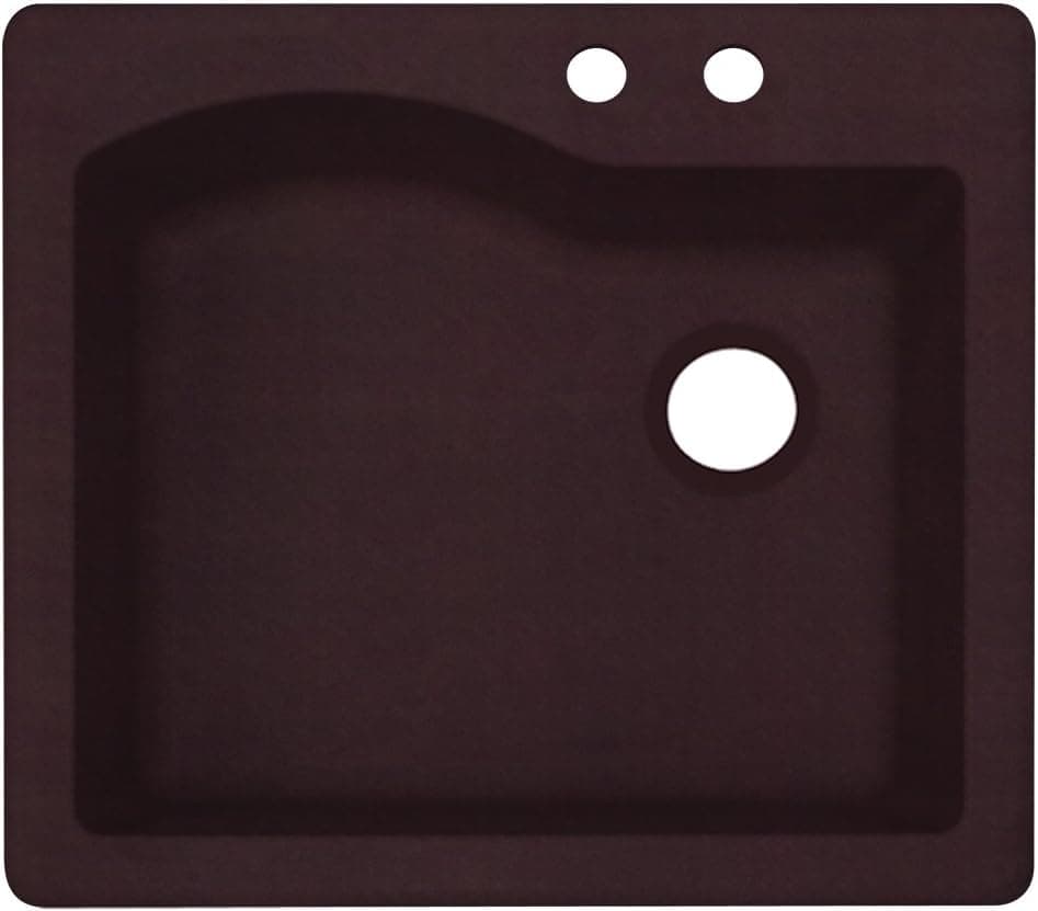 Swanstone QZ02522SB.170-2B 2-Hole Granite Kitchen Sink, 22" x 25", Espresso