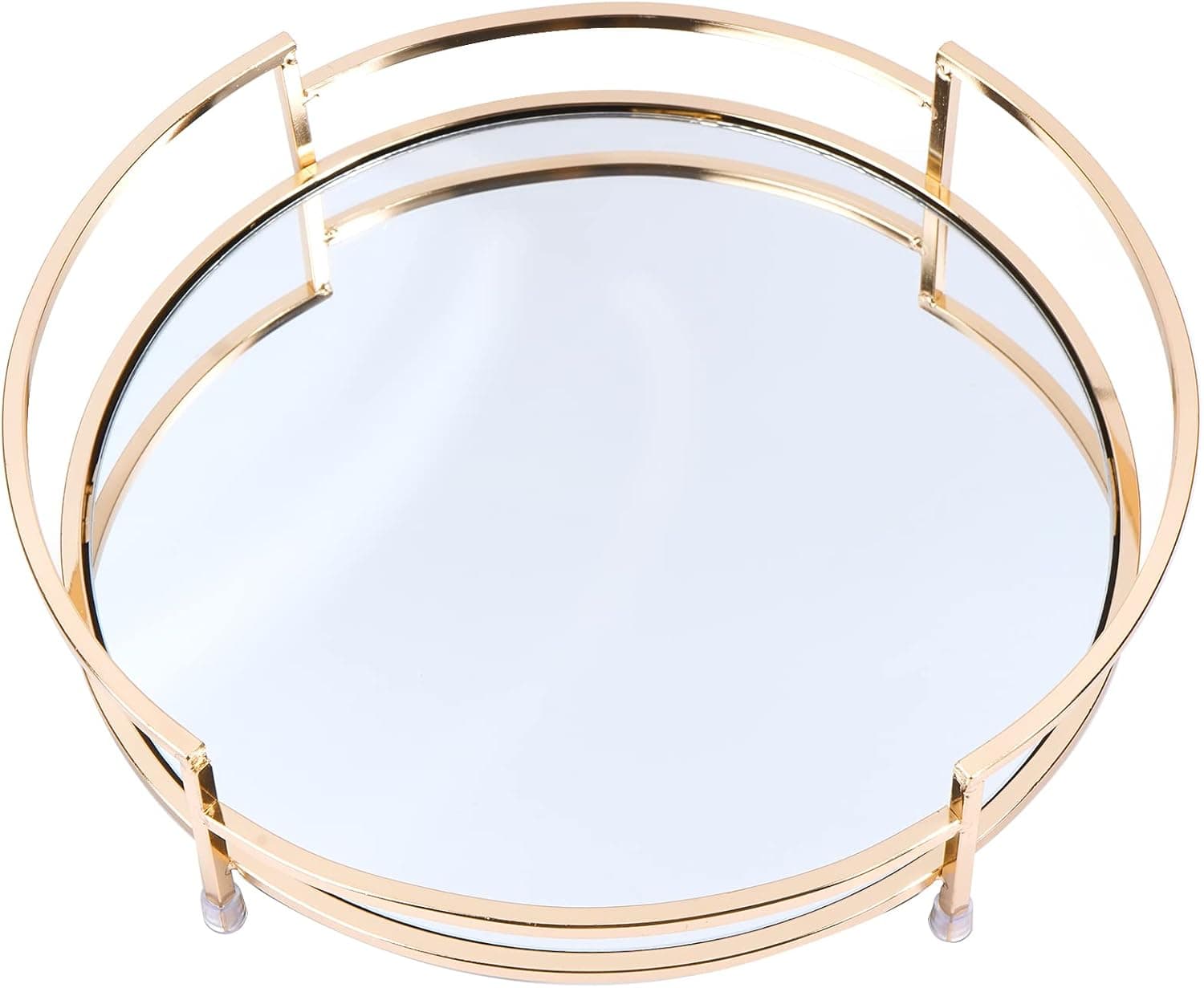 Manis Zuo 12" Golden Mirror Decor Tray, Wine Tray, Metal Mirror Serving Tray,Metal Glass Vanity Tray, Decorative Trays, Bathroom Tray, Perfume Tray, Jewelry Tray, for Dresser Decor Home Decorative