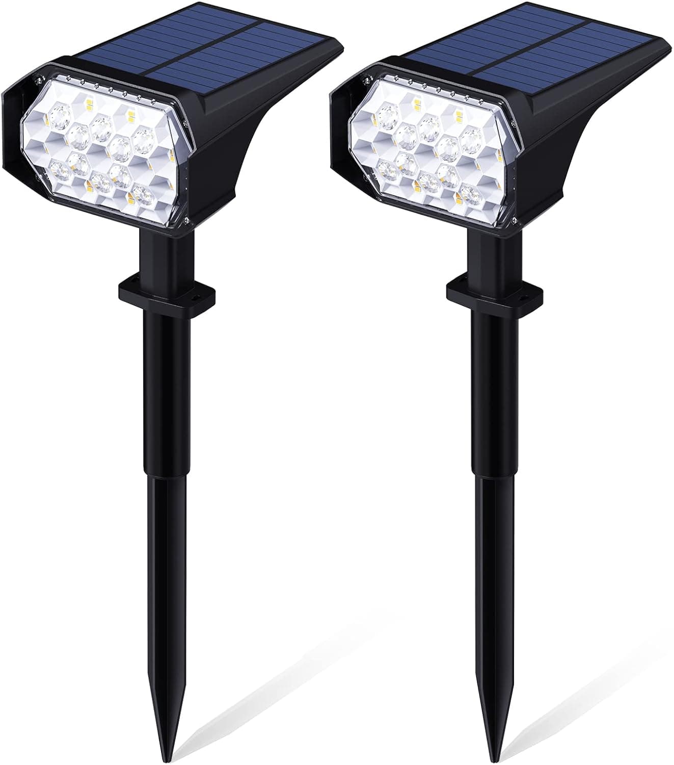 SunBonar Solar Spot Lights Outdoor, IP67 Waterproof 32 LEDs Solar Spotlights, 3 Modes Landscape Lights for Garden Yard Walkway Patio - Cold&Warm White (2 Pack)