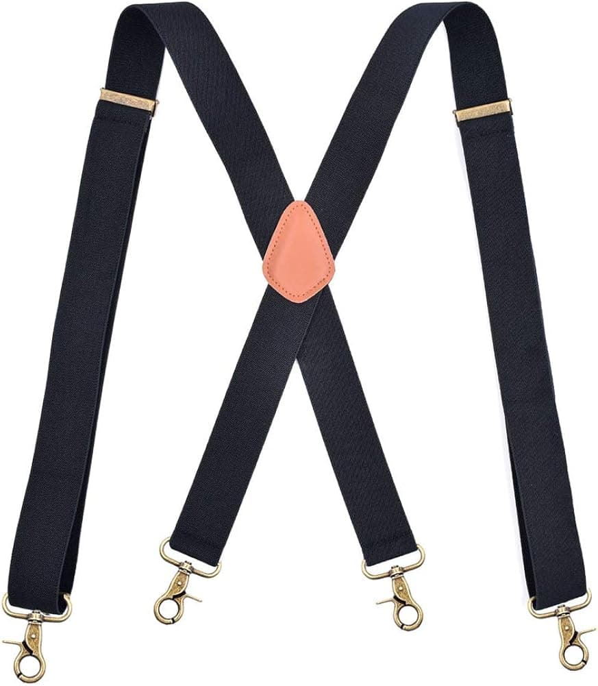 Men's 1.4 Inch Trigger Snap Suspenders X Shape with 4 Bronze Swivel Hooks on Belt Loops Wide Adjustable Braces