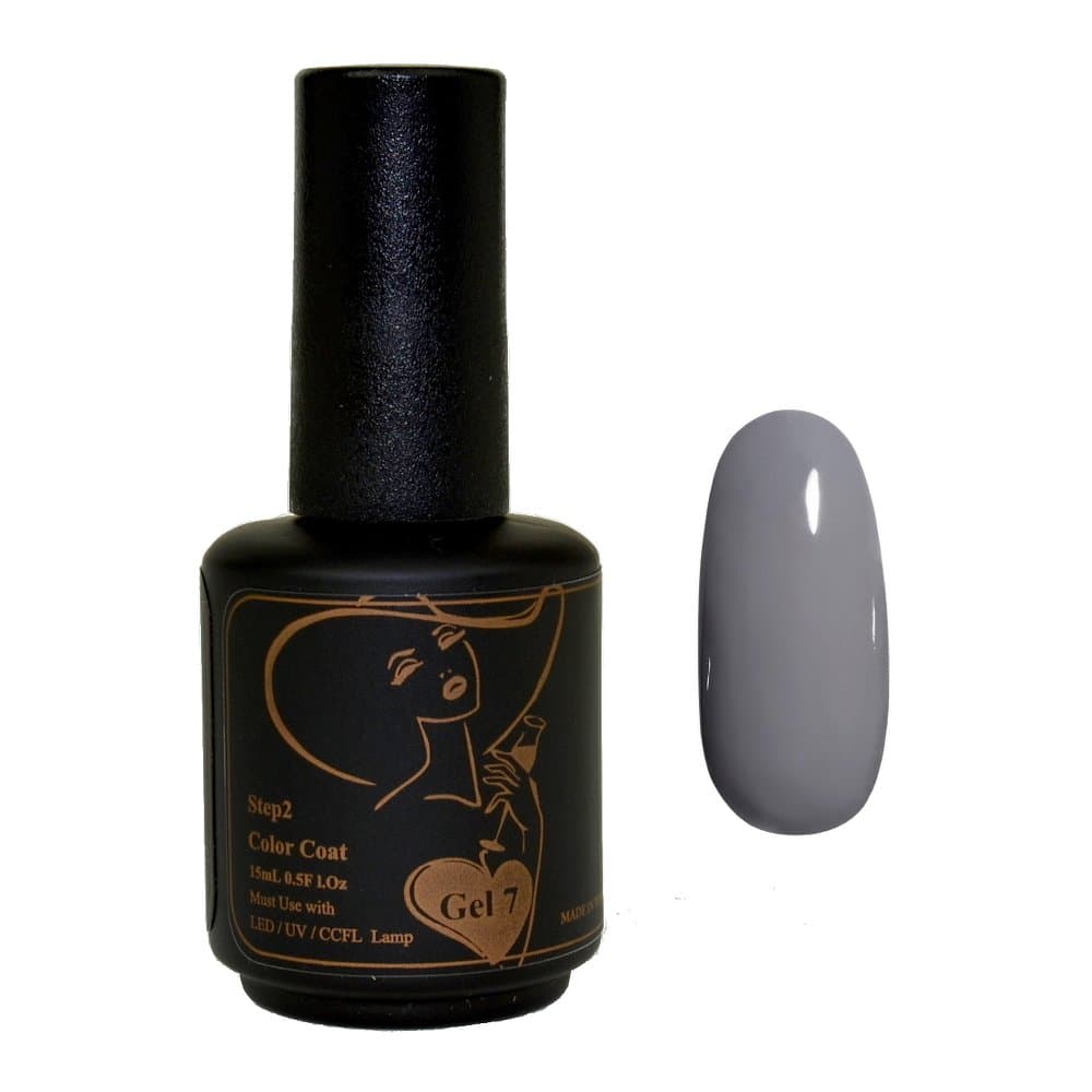 Gel Nail Polish, Gel 7 Soak Off Gel LED UV Manicure Polish 15ml - Steel Cut (Gray)
