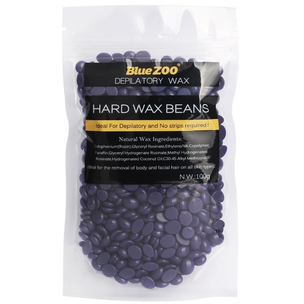 BlueZOO Brazilian Hard Wax Beads Depilatory Solid Hot Film Waxing Pellets for Body Bikini Hair Removal 100 Gram Lavender