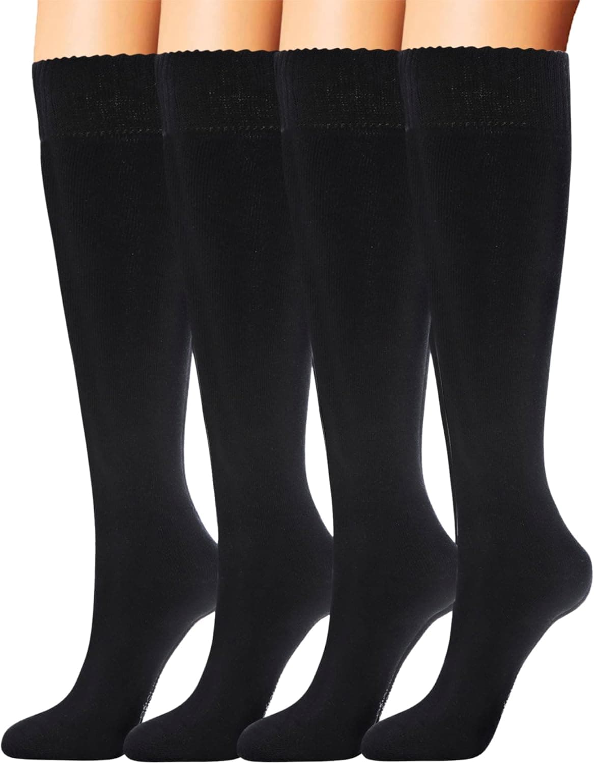 YEJIMONG Warm Thick Knee High Socks for Women, 4 Pairs Cotton Cushioned Long Socks for Running Hiking Skiing Gifts