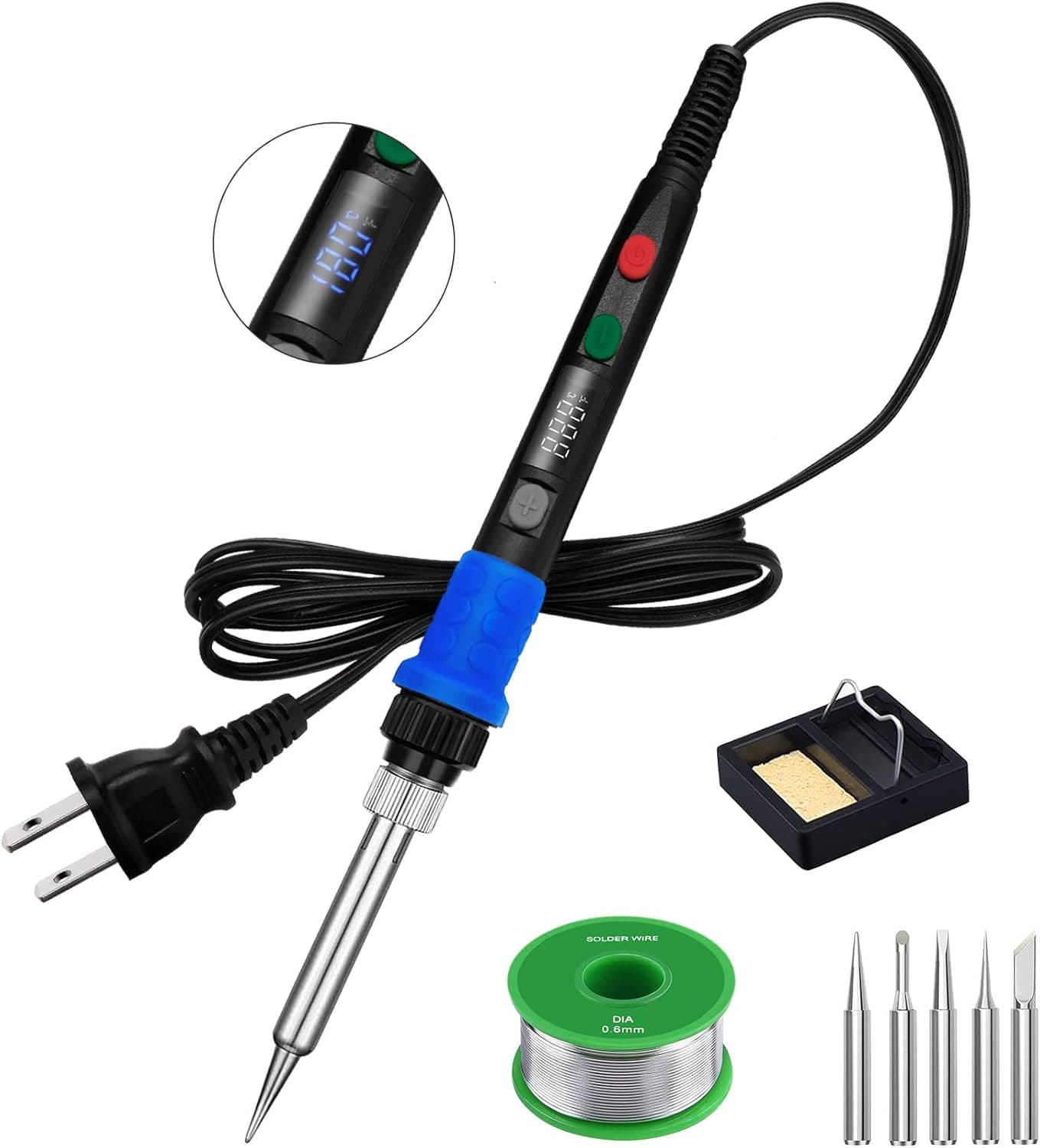 Soldering Iron Kit, 90W LED Digital Soldering Kit with Ceramic Heater, 110V Solder Iron Welding Tools with Smart Temperature Control, Auto Sleep & Temp Calibration - C/F Func, Accurate 176℉-896℉